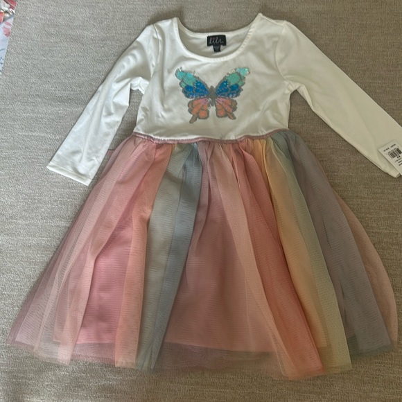 Lilt little girls butterfly sequined dress with tulle skirt Size 6X. NWT. - Picture 1 of 6
